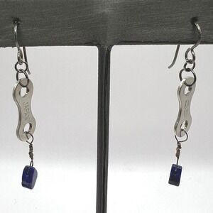 Izumi Pierced Earrings Silver Tone Blue Stone Dangle Drop